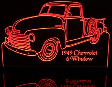1949 Chevy Pickup Truck 5 Window No visors with spare Acrylic Lighted Edge Lit LED Sign / Light Up Plaque Full Size Made in USA