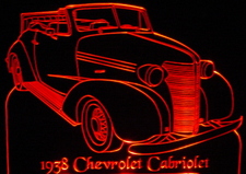 1938 Chevrolet Cabriolet Acrylic Lighted Edge Lit LED Car Sign / Light Up Plaque 38 Chevy