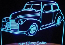 1940 Chevy 2 Door Sedan Acrylic Lighted Edge Lit LED Sign / Light Up Plaque Full Size Made in USA