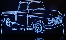 1955 Chevy Pickup Truck Acrylic Lighted Edge Lit LED Sign / Light Up Plaque Full Size Made in USA
