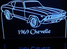 1969 Chevelle Acrylic Lighted Edge Lit LED Sign / Light Up Plaque Full Size Made in USA