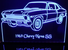 1969 Nova SS Acrylic Lighted Edge Lit LED Sign / Light Up Plaque Full Size Made in USA