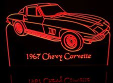 1967 Corvette Stingray Acrylic Lighted Edge Lit LED Sign / Light Up Plaque Full Size Made in USA