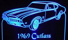 1969 Olds Cutlass Acrylic Lighted Edge Lit LED Sign / Light Up Plaque Full Size Made in USA