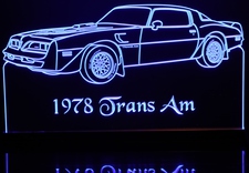 1978 Trans Am Acrylic Lighted Edge Lit LED Sign / Light Up Plaque Full Size Made in USA