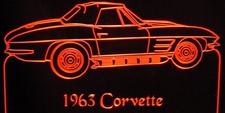 1963 Chevy Corvette Acrylic Lighted Edge Lit LED Sign / Light Up Plaque Full Size Made in USA