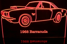 1968 Barracuda Cuda Acrylic Lighted Edge Lit LED Sign / Light Up Plaque Full Size Made in USA