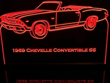 1969 Chevelle SS Convertible Acrylic Lighted Edge Lit LED Sign / Light Up Plaque Full Size Made in USA