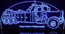 Wrecker Towing Truck Pblt Rotator (add your name) Acrylic Lighted Edge Lit LED Sign / Light Up Plaque Full Size Made in USA