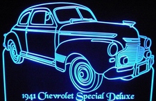 1941 Chevy Special Deluxe Acrylic Lighted Edge Lit LED Car Sign / Light Up Plaque Chevrolet
