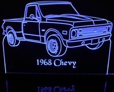 1968 Chevy Pickup Truck Acrylic Lighted Edge Lit LED Sign / Light Up Plaque Full Size Made in USA