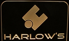 Harlows Business Advertising Logo Acrylic Lighted Edge Lit LED Sign / Light Up Plaque