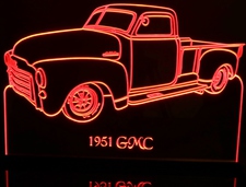 1951 GMC Pickup Truck Acrylic Lighted Edge Lit LED Sign / Light Up Plaque