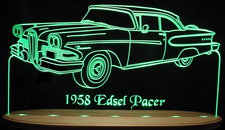 1958 Edsel Pacer Acrylic Lighted Edge Lit LED Sign / Light Up Plaque Full Size Made in USA