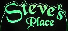 Steves Place Room Den Office (add your own name) Acrylic Lighted Edge Lit LED Sign / Light Up Plaque Full Size Made in USA