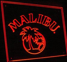 Malibu Advertising Business Logo Acrylic Lighted Edge Lit LED Sign / Light Up Plaque