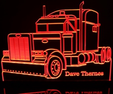 2000 Peterbilt Semi Truck (add your own text) Acrylic Lighted Edge Lit LED Sign / Light Up Plaque Full Size Made in USA