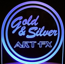 Gold & Silver Art FX Trophy Business Logo Advertising Acrylic Lighted Edge Lit LED Sign / Light Up Plaque
