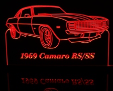 1969 Camaro RS SS Acrylic Lighted Edge Lit LED Sign / Light Up Plaque Full Size Made in USA