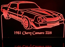 1981 Camaro Z28 Acrylic Lighted Edge Lit LED Sign / Light Up Plaque Full Size Made in USA