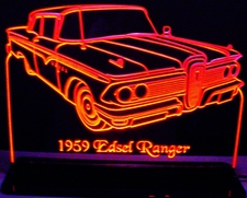 1959 Edsel Ranger Acrylic Lighted Edge Lit LED Sign / Light Up Plaque Full Size Made in USA