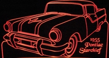 1955 Pontiac Starchief Acrylic Lighted Edge Lit LED Sign / Light Up Plaque Full Size Made in USA
