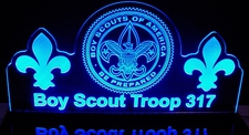 Boy Scouts Acrylic Lighted Edge Lit LED Sign / Light Up Plaque Full Size Made in USA