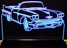 1958 Cadillac Convertible Acrylic Lighted Edge Lit LED Car Sign / Light Up Plaque