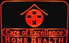 Care of Excellence Advertising Business Logo Acrylic Lighted Edge Lit LED Sign / Light Up Plaque