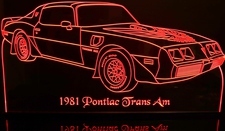 1981 Trans Am Acrylic Lighted Edge Lit LED Sign / Light Up Plaque Full Size Made in USA