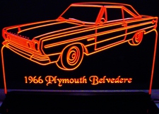 1966 Plymouth Belvedere Sedan Acrylic Lighted Edge Lit LED Sign / Light Up Plaque Full Size Made in USA