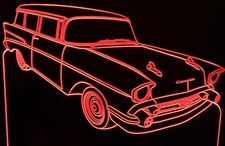 1957 Chevy Station Wagon SW Acrylic Lighted Edge Lit LED Sign / Light Up Plaque Full Size Made in USA
