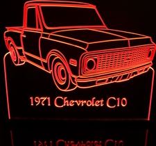 1971 Chevy C10 Shortbox Pickup Truck Stepside Acrylic Lighted Edge Lit LED Sign / Light Up Plaque Full Size Made in USA