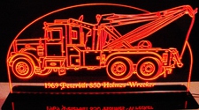 1969 Wrecker Peterbilt Holm(es) 850 Acrylic Lighted Edge Lit LED Sign / Light Up Plaque Full Size Made in USA