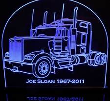 Semi Truck KW Acrylic Lighted Edge Lit LED Sign / Light Up Plaque Full Size Made in USA