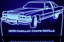 1976 Cadillac Coupe Deville Acrylic Lighted Edge Lit LED Sign / Light Up Plaque Full Size Made in USA