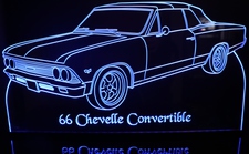 1966 Chevy Chevelle SS Convertible Acrylic Lighted Edge Lit LED Sign / Light Up Plaque Full Size Made in USA
