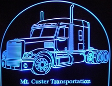 Semi Freightliner (choose your own text) Acrylic Lighted Edge Lit LED Sign / Light Up Plaque Full Size Made in USA