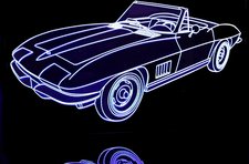 1967 Chevy Corvette Convertible Acrylic Lighted Edge Lit LED Sign / Light Up Plaque Full Size Made in USA
