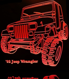 1992 Jeep Wrangler Acrylic Lighted Edge Lit LED Sign / Light Up Plaque Full Size Made in USA