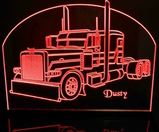 Semi Peterbilt (add your own text) Truck Acrylic Lighted Edge Lit LED Sign / Light Up Plaque Full Size Made in USA