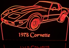 1978 Corvette Acrylic Lighted Edge Lit LED Sign / Light Up Plaque Full Size Made in USA
