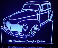 1940 Studebaker Champion Deluxe Acrylic Lighted Edge Lit LED Sign / Light Up Plaque Full Size Made in USA