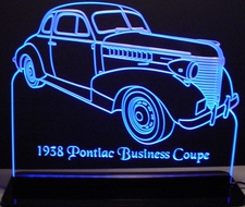 1938 Pontiac Business Coupe Acrylic Lighted Edge Lit LED Car Sign / Light Up Plaque