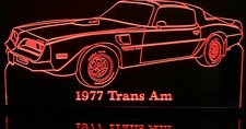 1977 Trans Am TTops Acrylic Lighted Edge Lit LED Sign / Light Up Plaque Full Size Made in USA