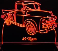 1949 Dodge Ram Pickup Truck Acrylic Lighted Edge Lit LED Sign / Light Up Plaque Full Size Made in USA
