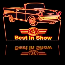 Trophy Award Chevy Conv Best in Show Acrylic Lighted Edge Lit LED Sign / Light Up Plaque Full Size Made in USA
