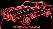 1969 Firebird (no scoops) Acrylic Lighted Edge Lit LED Sign / Light Up Plaque Full Size Made in USA