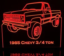 1985 Chevy Pickup 3/4 Ton Acrylic Lighted Edge Lit LED Sign / Light Up Plaque Full Size Made in USA