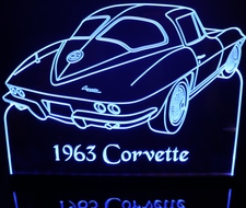 1963 Corvette Rear Acrylic Lighted Edge Lit LED Sign / Light Up Plaque Full Size Made in USA